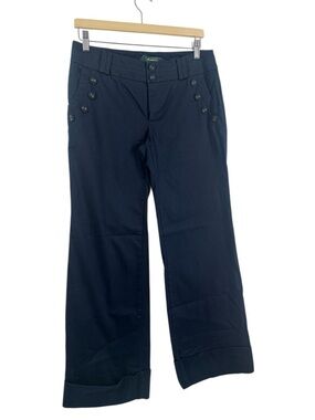 Anthropologie Cartonnier Navy Pants button accents sailor nautical classic sz 6